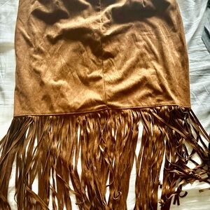 Rue21 suede Fringe Skirt in Brown